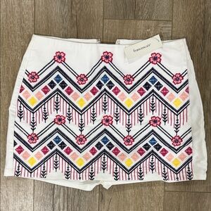 Mini Skirt Shorts with Colorful Embroidery